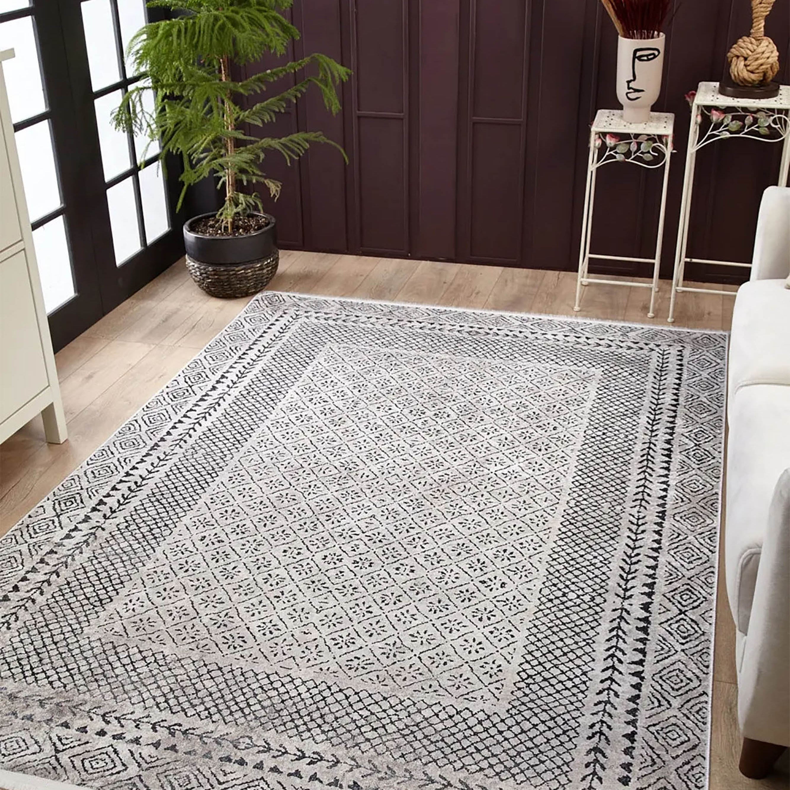 Robin Turkish Oushak Gray Geometric Rug