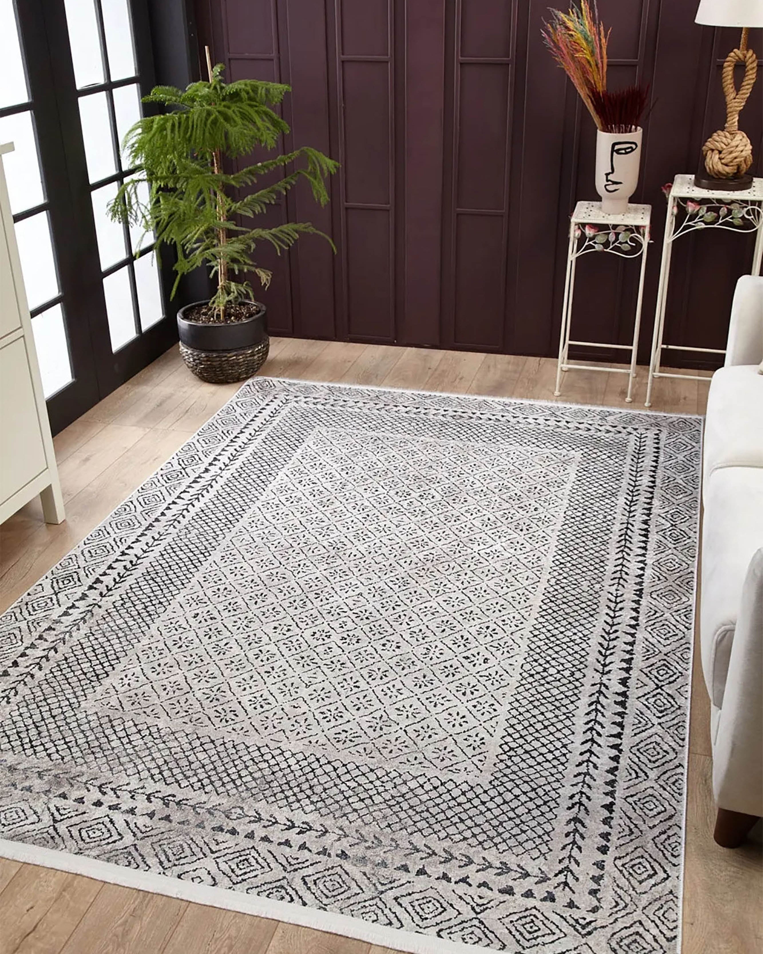 Robin Turkish Oushak Gray Geometric Rug