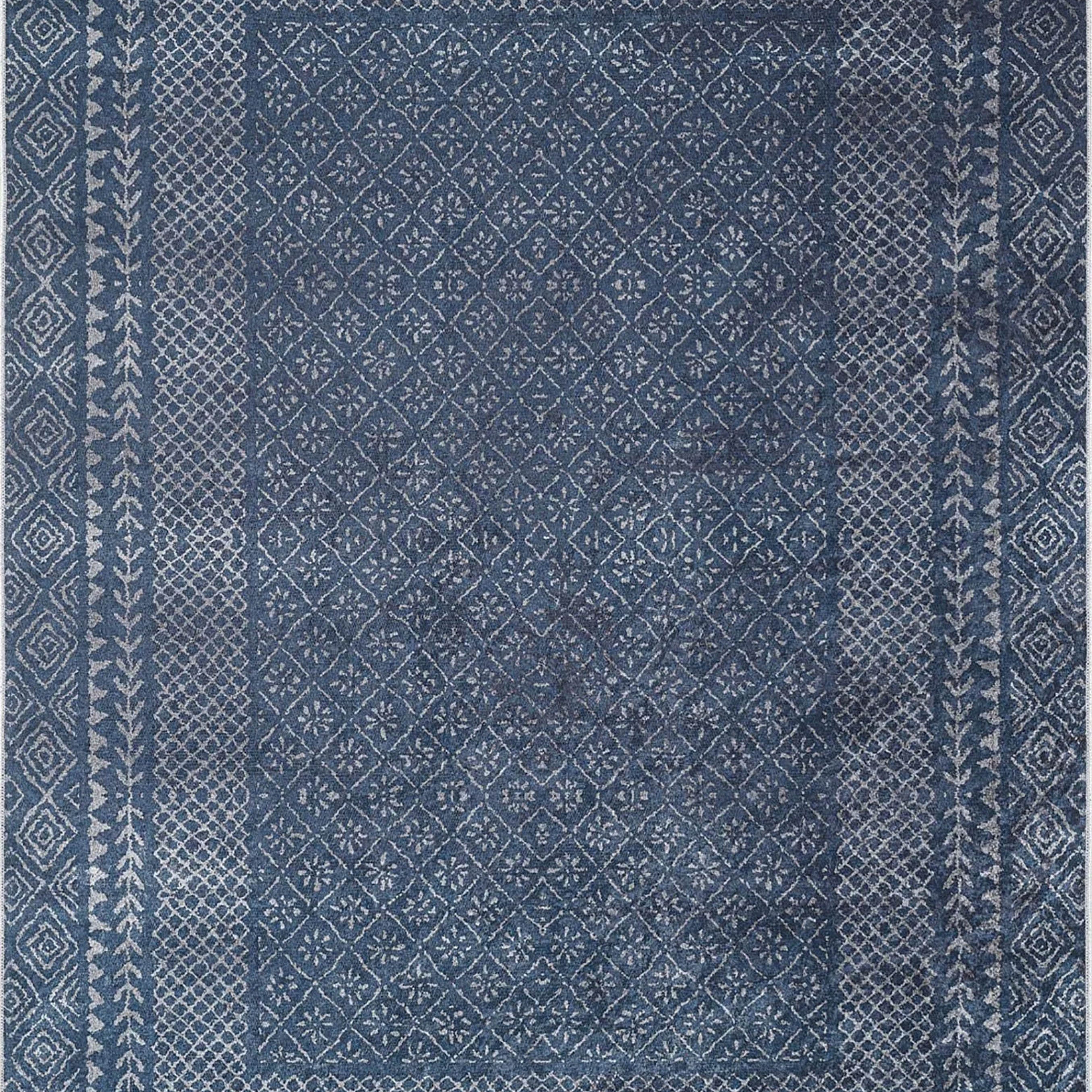 Sky Turkish Oushak Navy Blue Rug