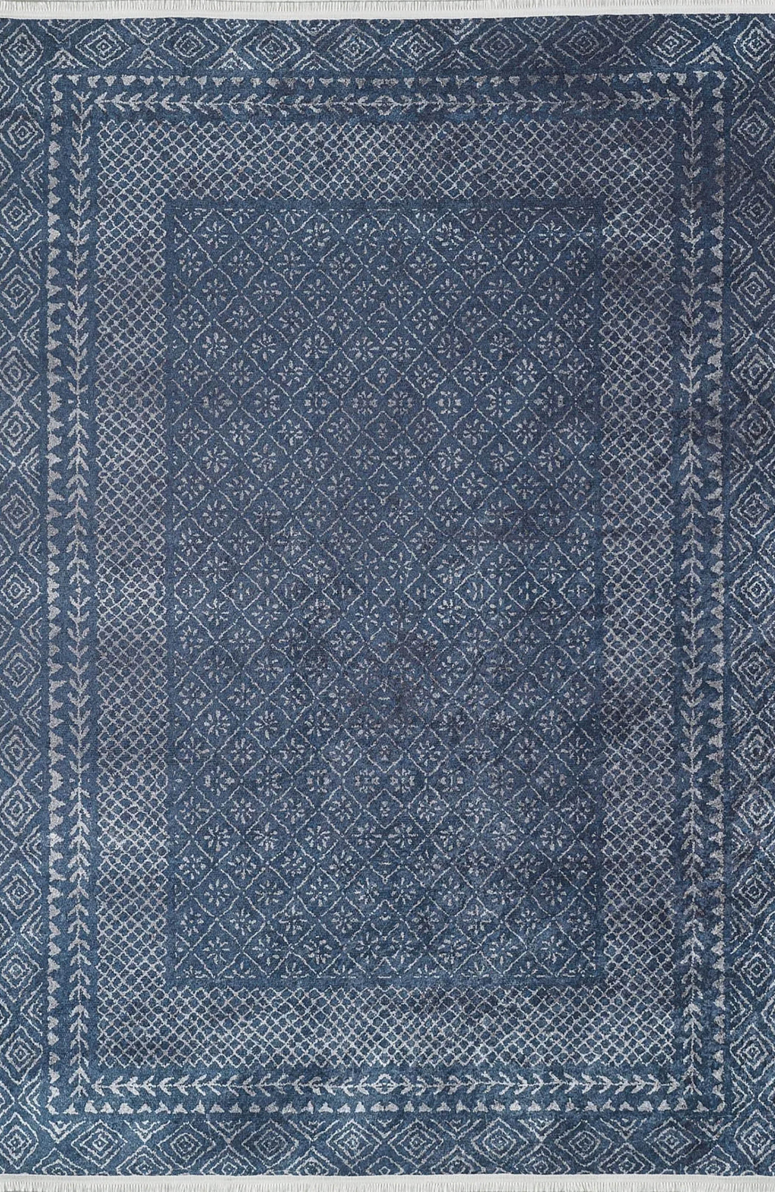Sky Turkish Oushak Navy Blue Rug