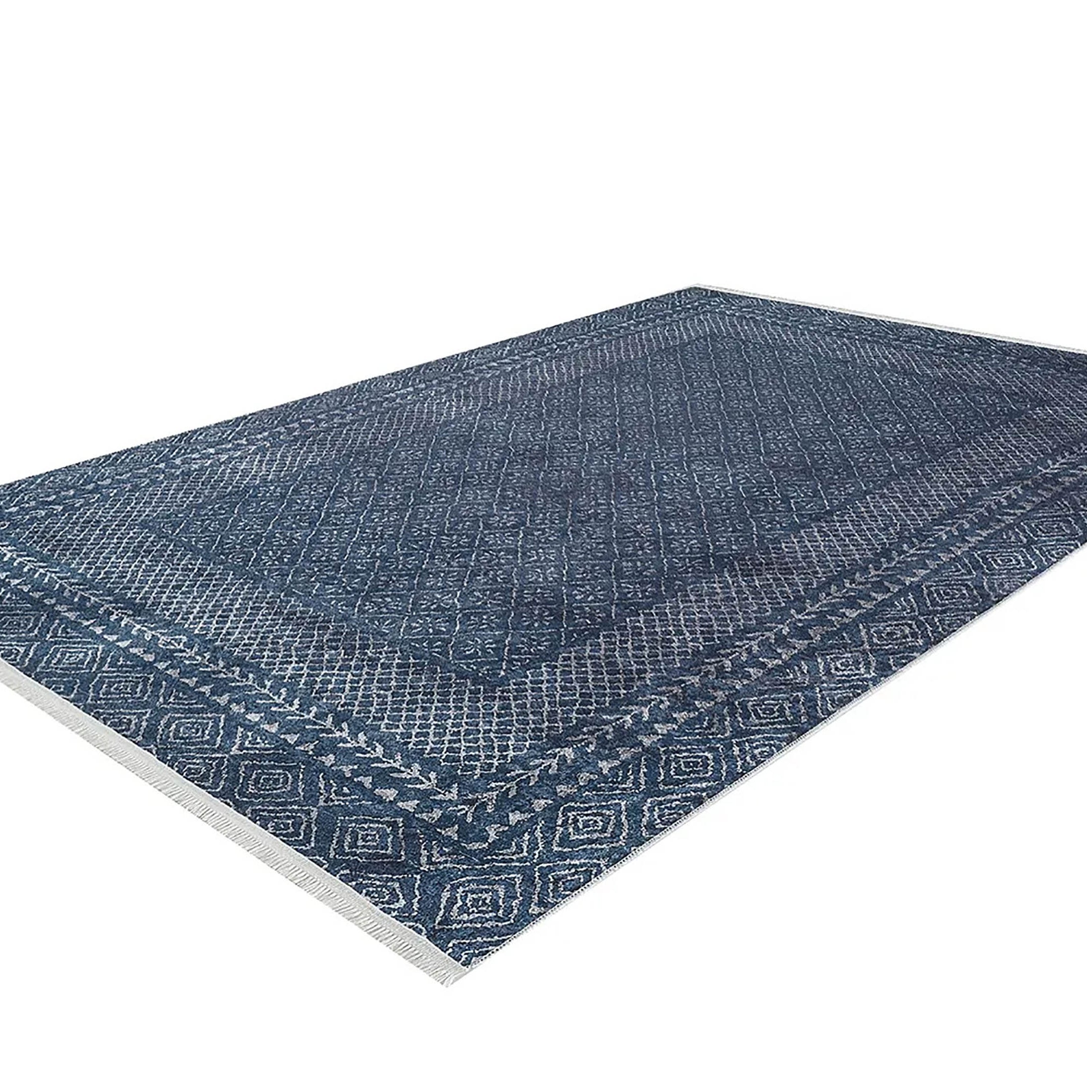Sky Turkish Oushak Navy Blue Rug