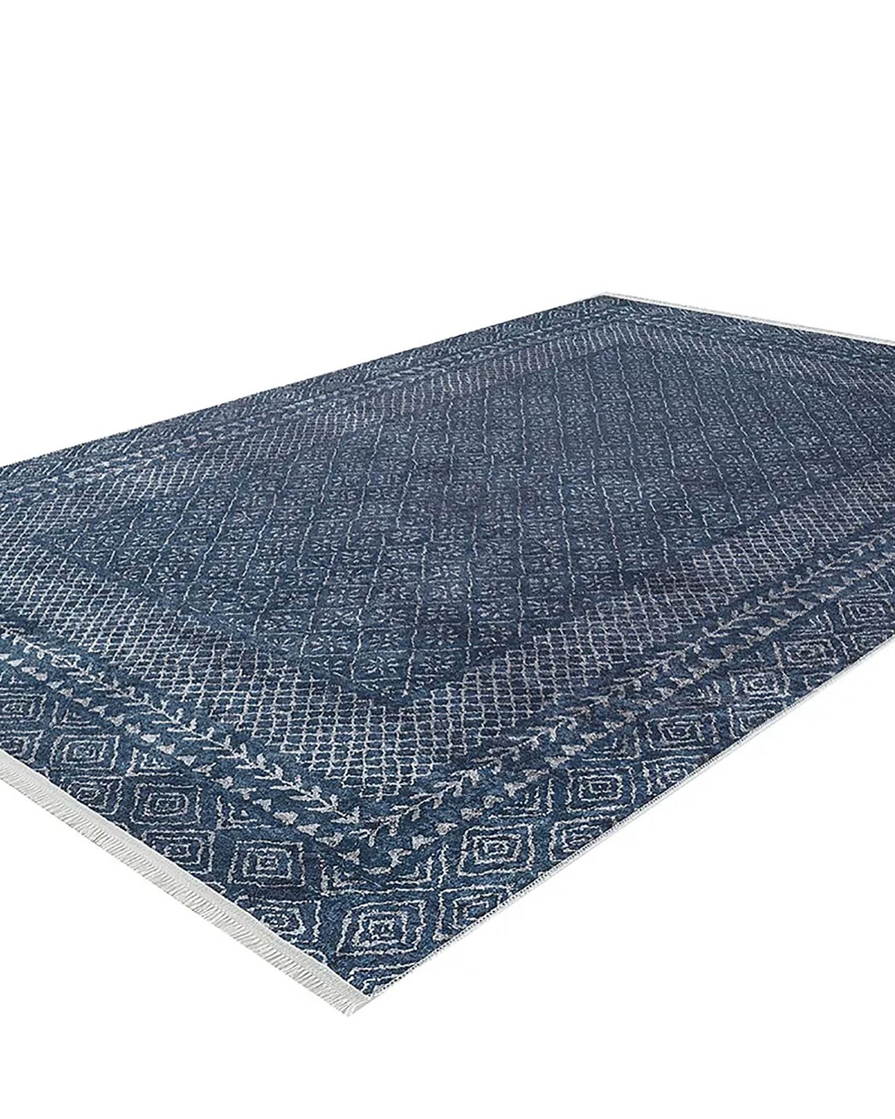Sky Turkish Oushak Navy Blue Rug