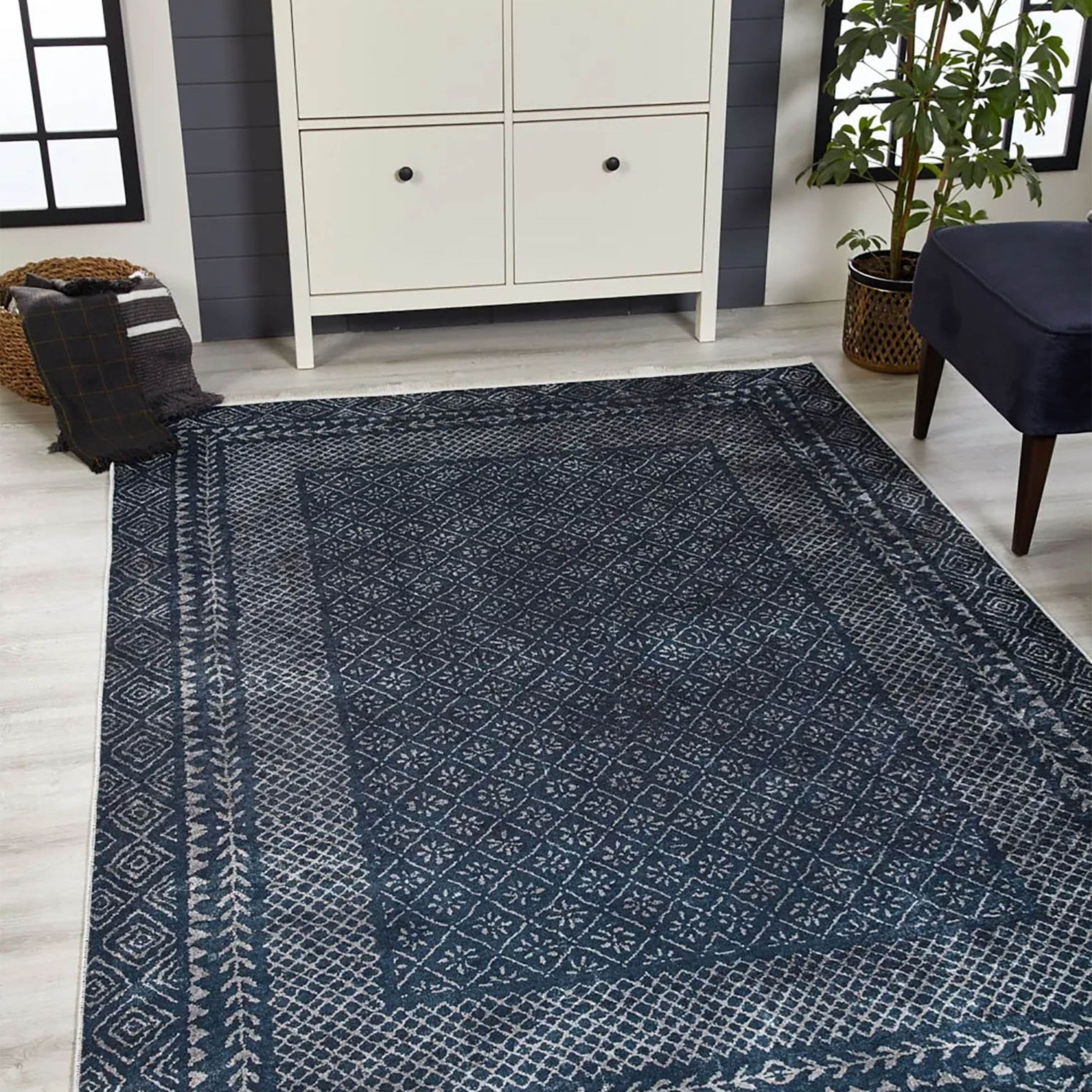 Sky Turkish Oushak Navy Blue Rug
