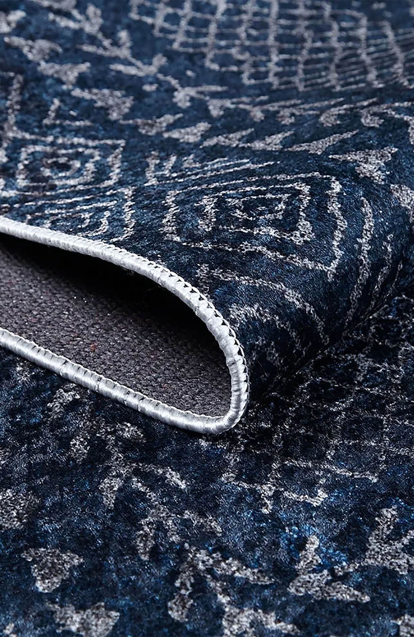 Sky Turkish Oushak Navy Blue Rug