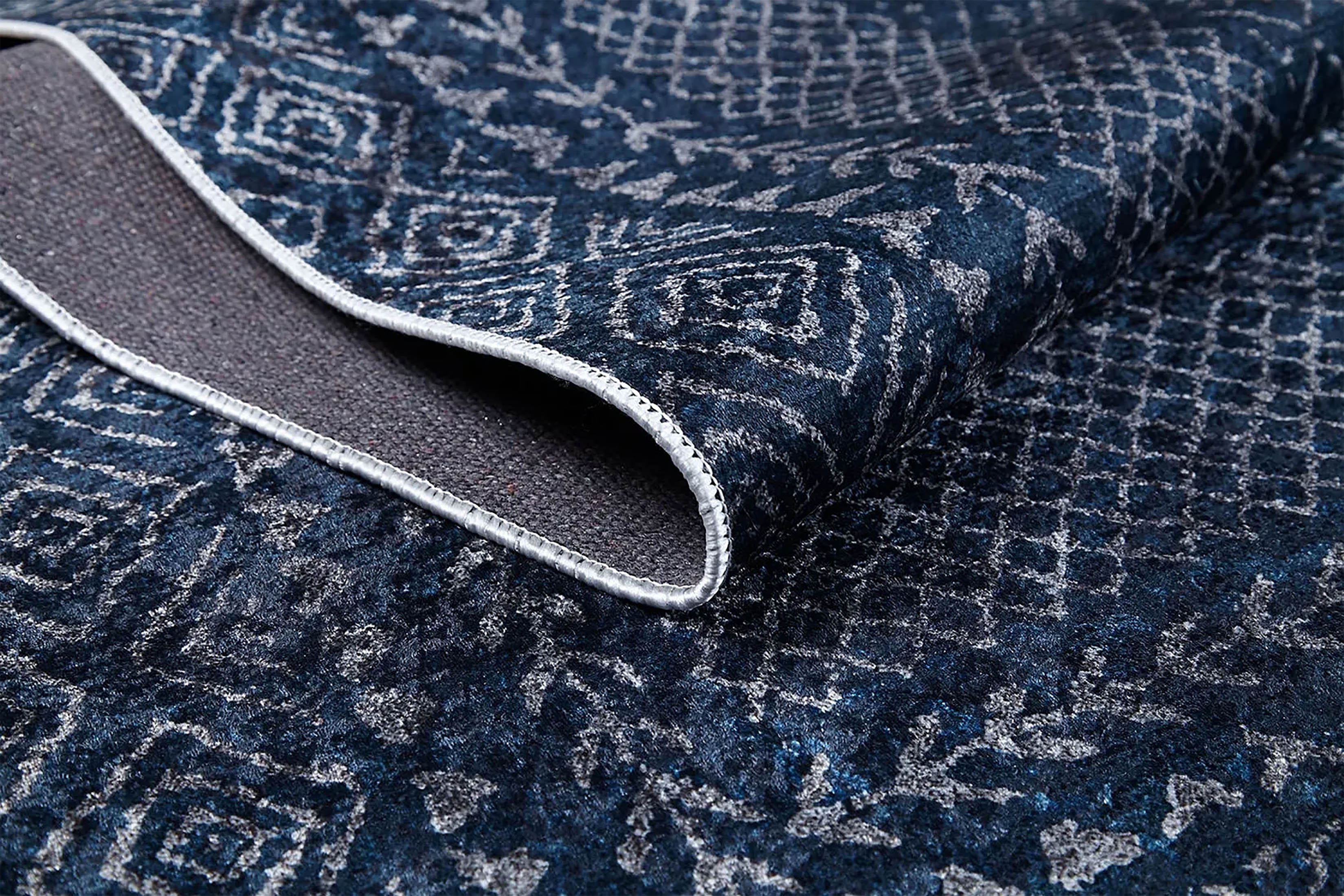 Sky Turkish Oushak Navy Blue Rug