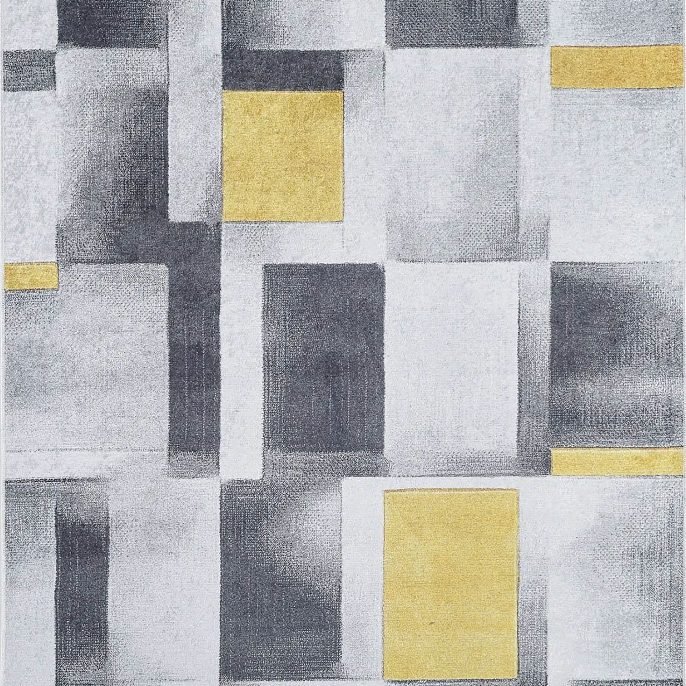 Emmie Turkish Gray Yellow Contemporary Geometric Rug