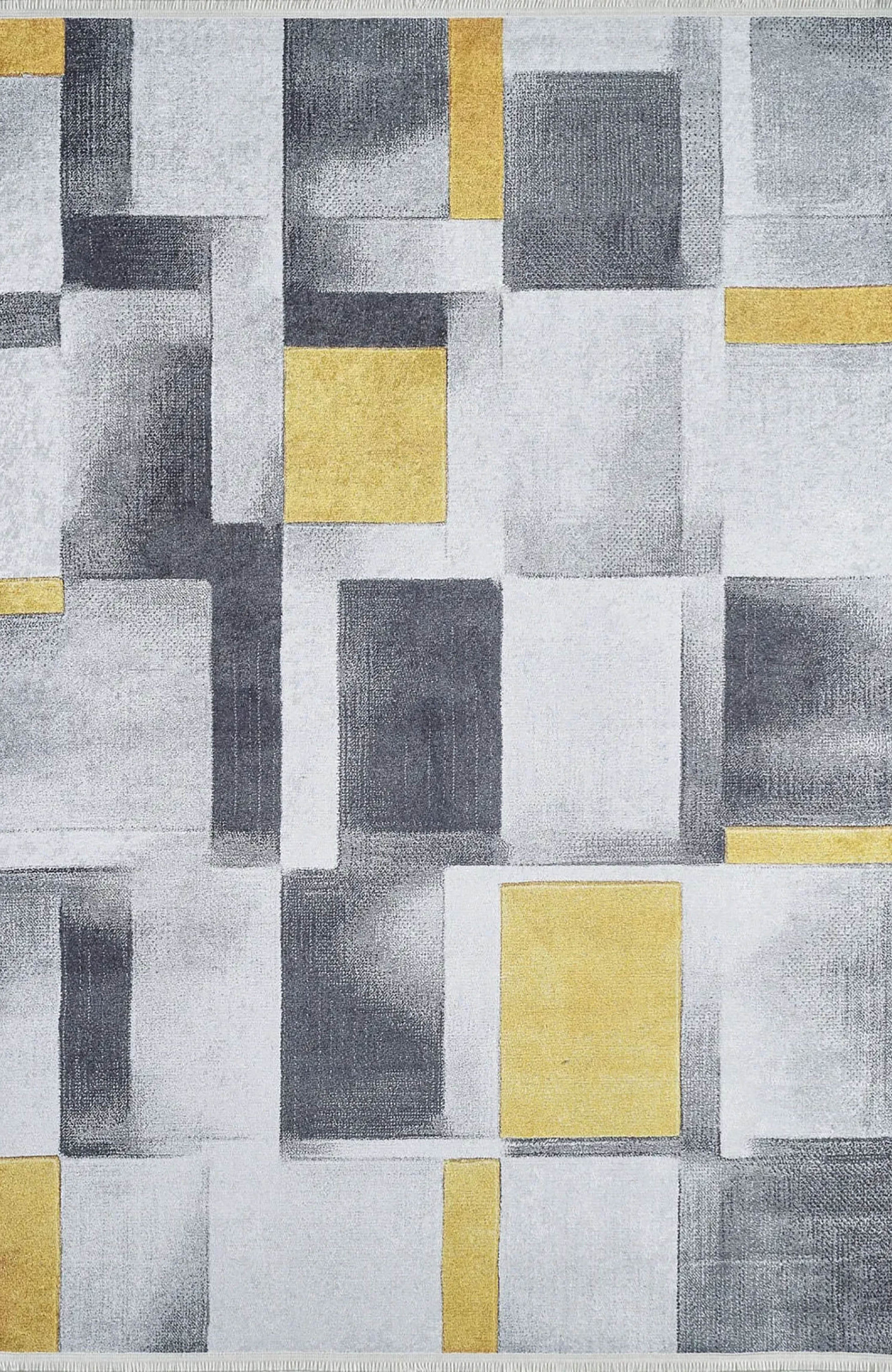 Emmie Turkish Gray Yellow Contemporary Geometric Rug