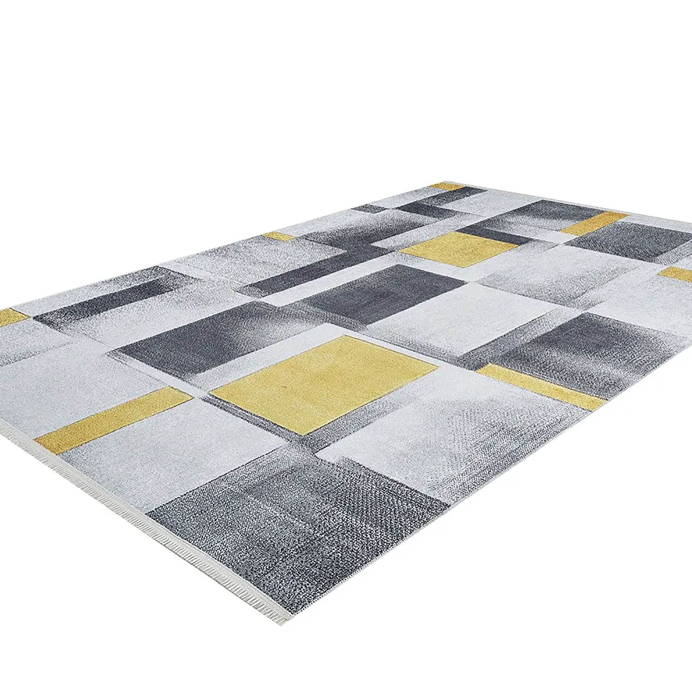 Emmie Turkish Gray Yellow Contemporary Geometric Rug
