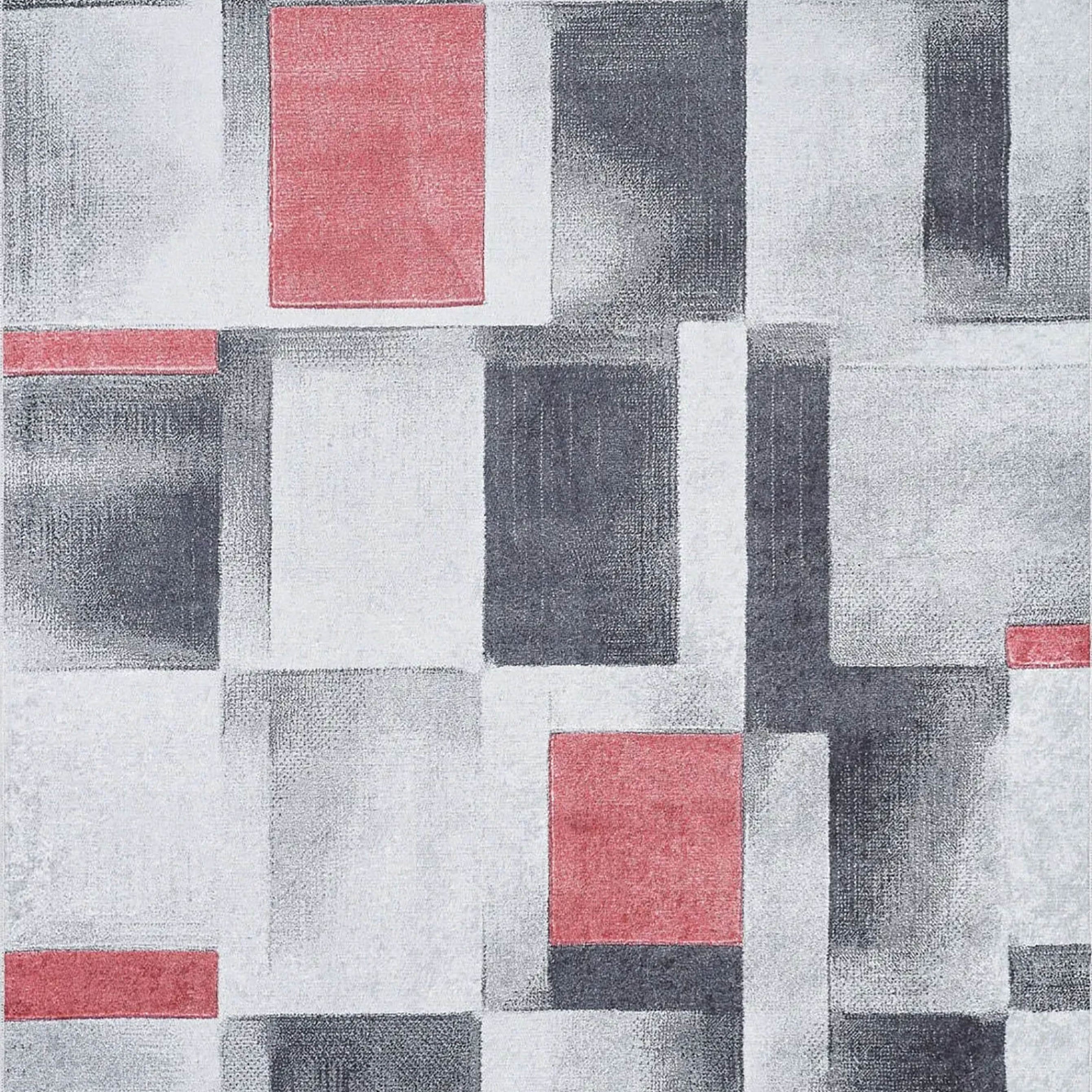 Kylee Turkish Gray Red Modern Geometric Rug