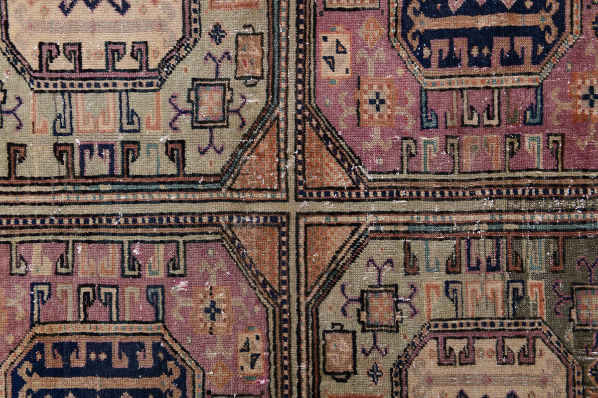 Authentic Anatolian vintage area rug (1970s) with ikat design – one-of-a-kind at Fame Rugs