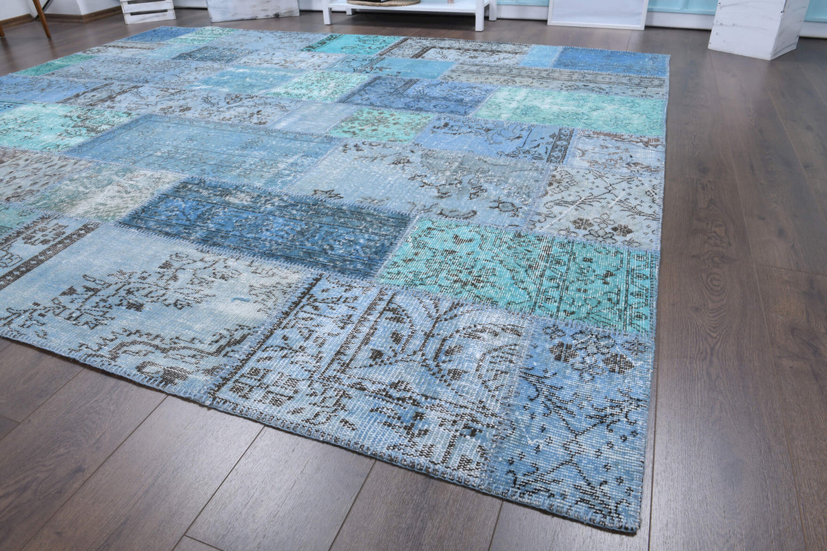 Vintage Blue Patchwork Area Rug
