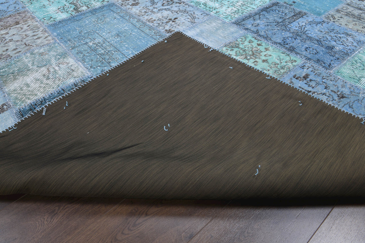 Vintage Blue Patchwork Area Rug