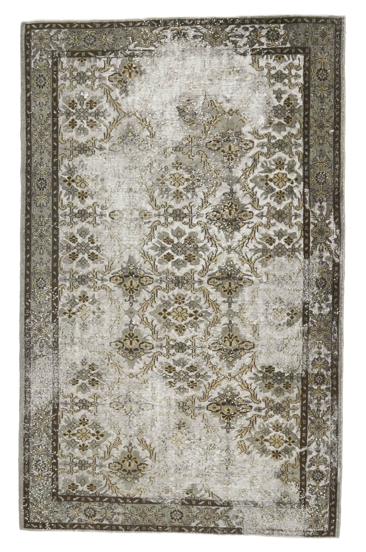 1960s Distressed Vintage Hereke Area Rug
