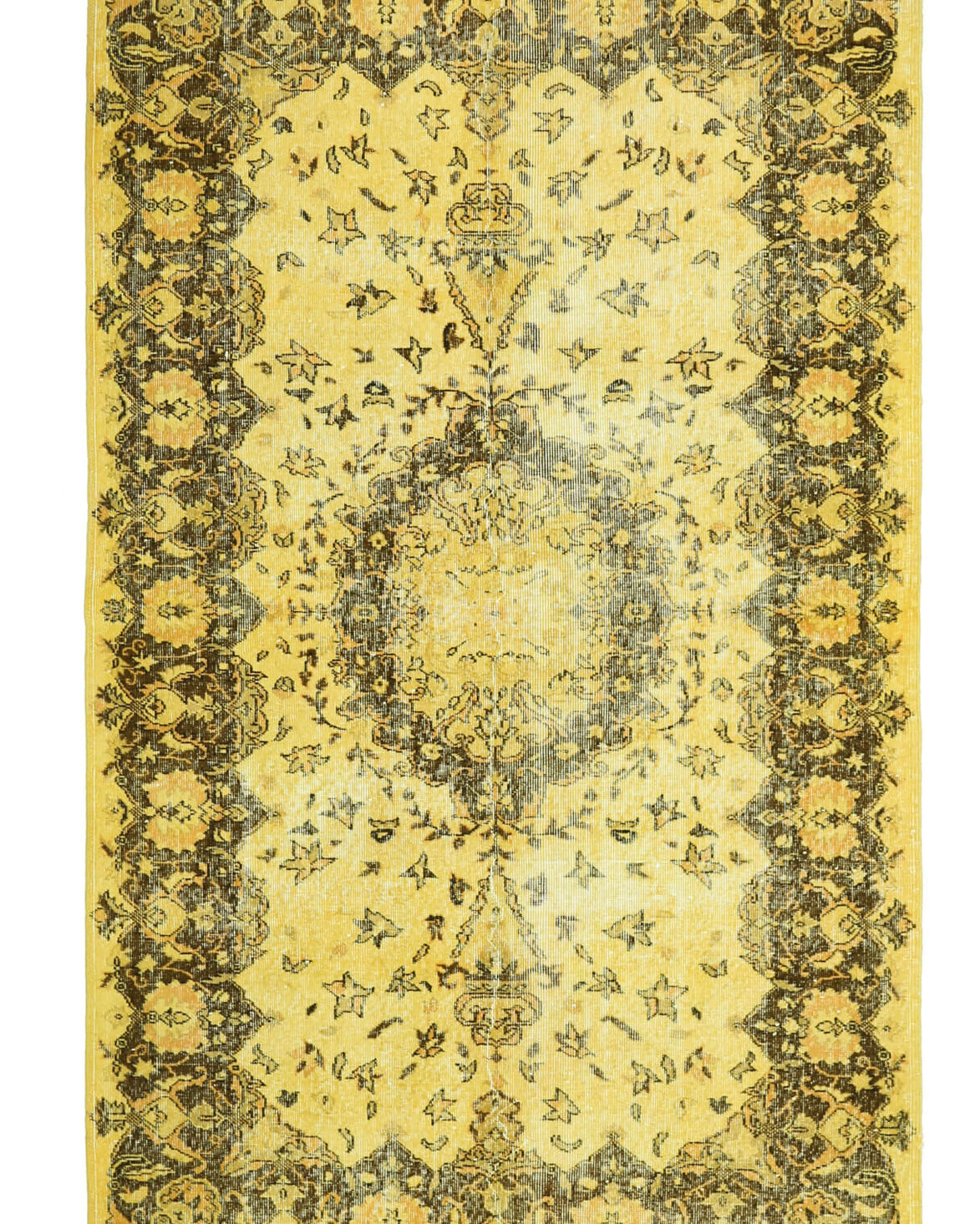 Vintage Anatolian Yellow Oriental Area Rug