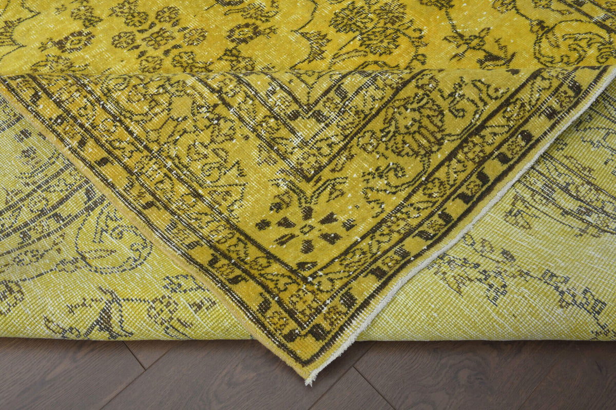 Yellow Vintage Area Oushak Rug
