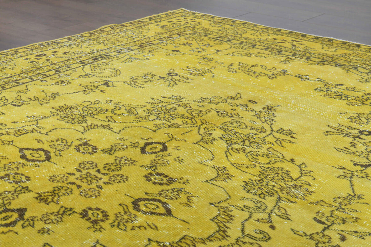 Yellow Vintage Area Oushak Rug