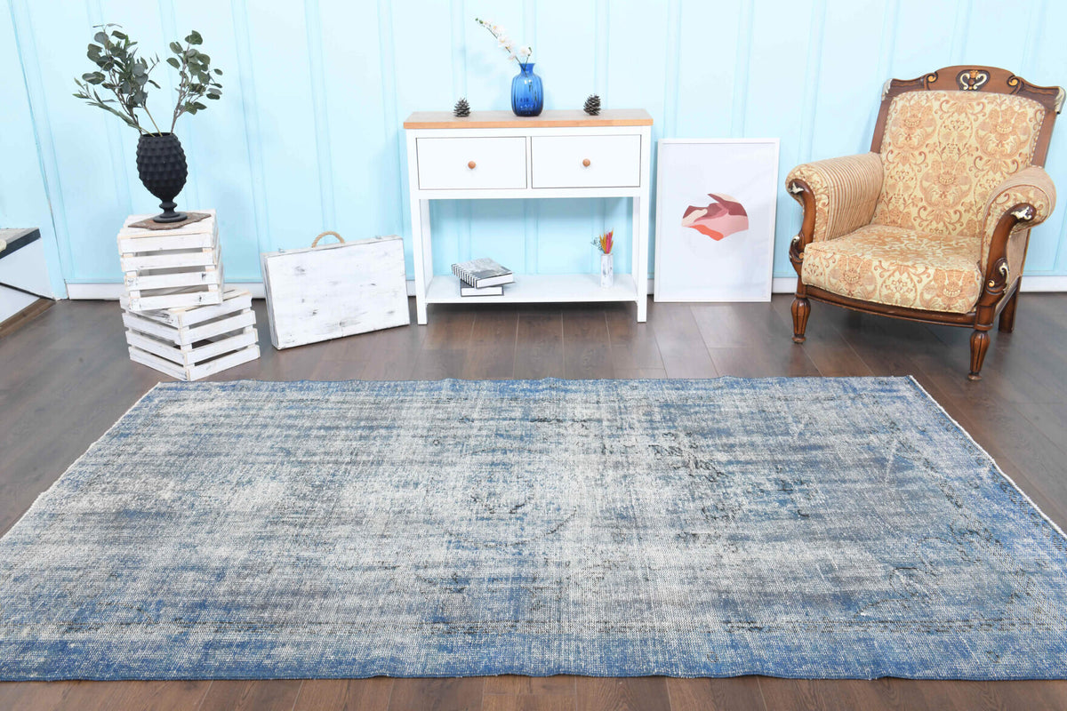 Vintage Oushak Blue Area Rug