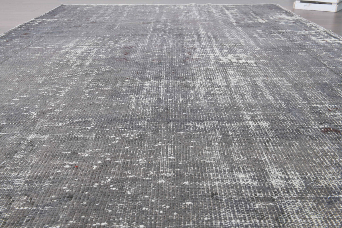Solid Gray Vintage Area Anatolian Rug