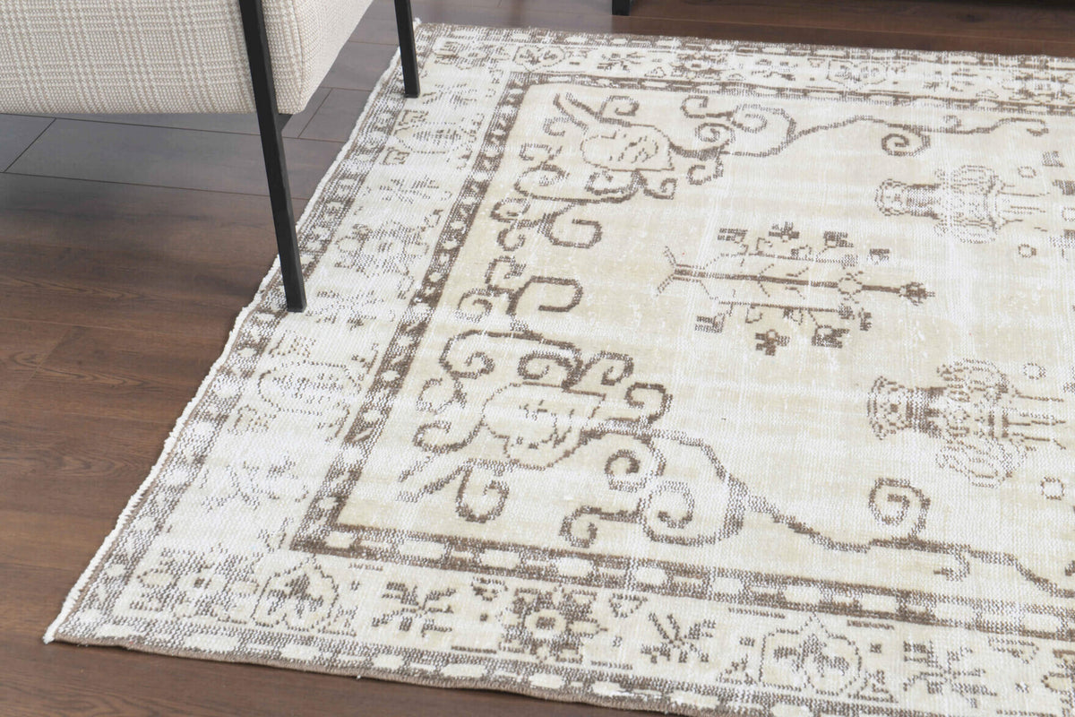 Cream Vintage Anatolian Area Rug
