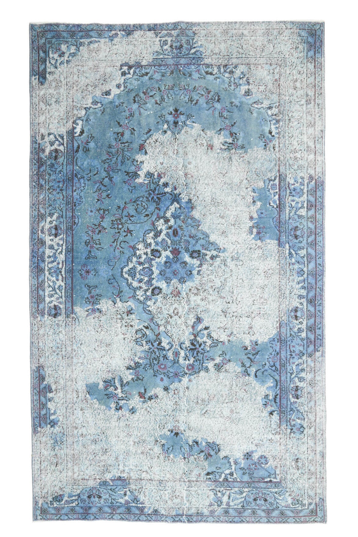 1970′s - Blue Distressed Area Oushak Rug