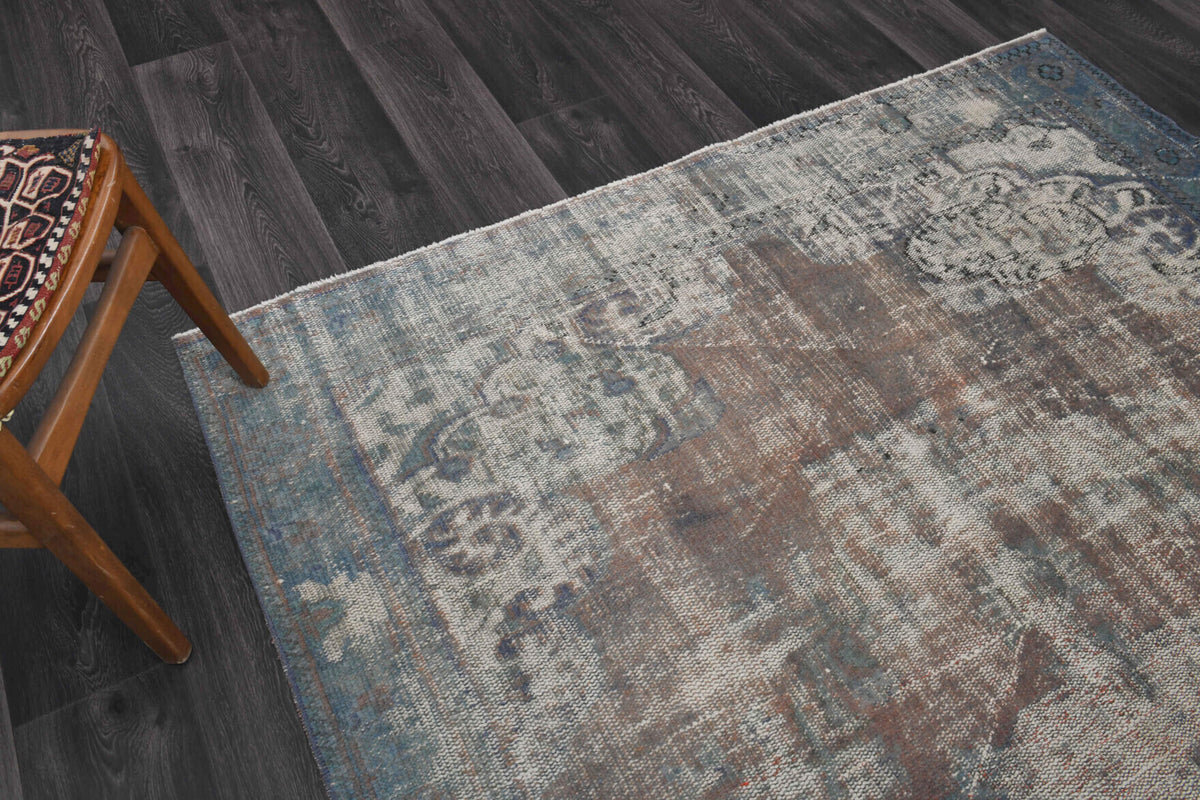Distressed Oushak Vintage Area Rug