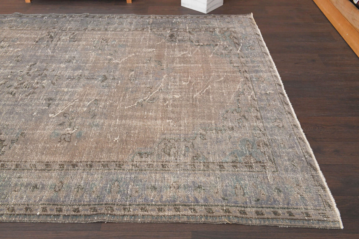 Vintage Neutral Area Oushak Rug