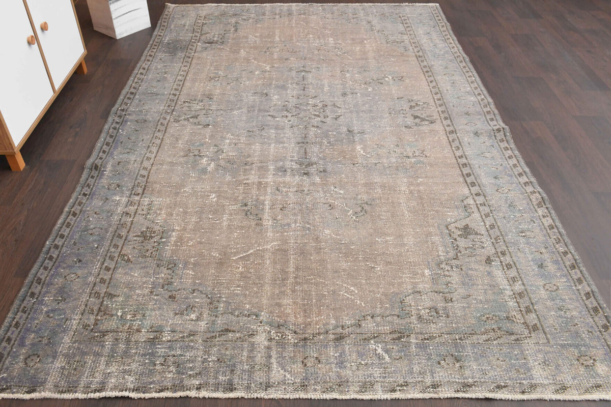 Vintage Neutral Area Oushak Rug