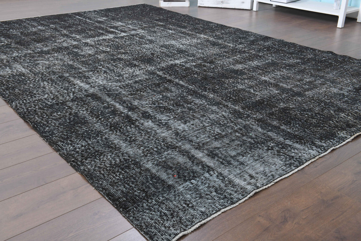 Solid Black Vintage Anatolian Rug