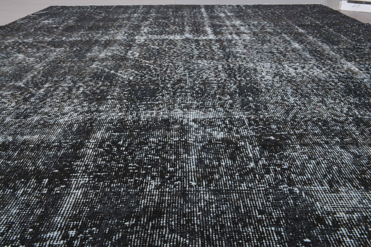 Solid Black Vintage Anatolian Rug