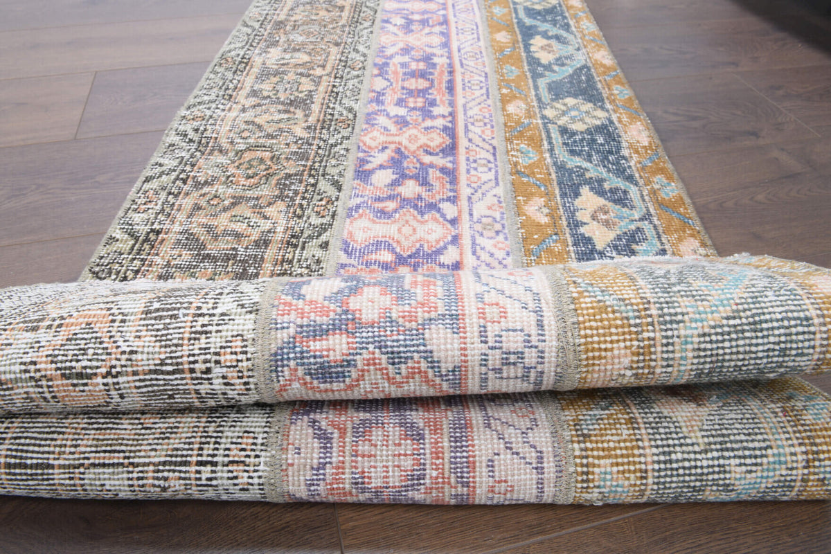 60x201 cm vintage patchwork Anatolian runner rug – Melitokleia, low pile, wool