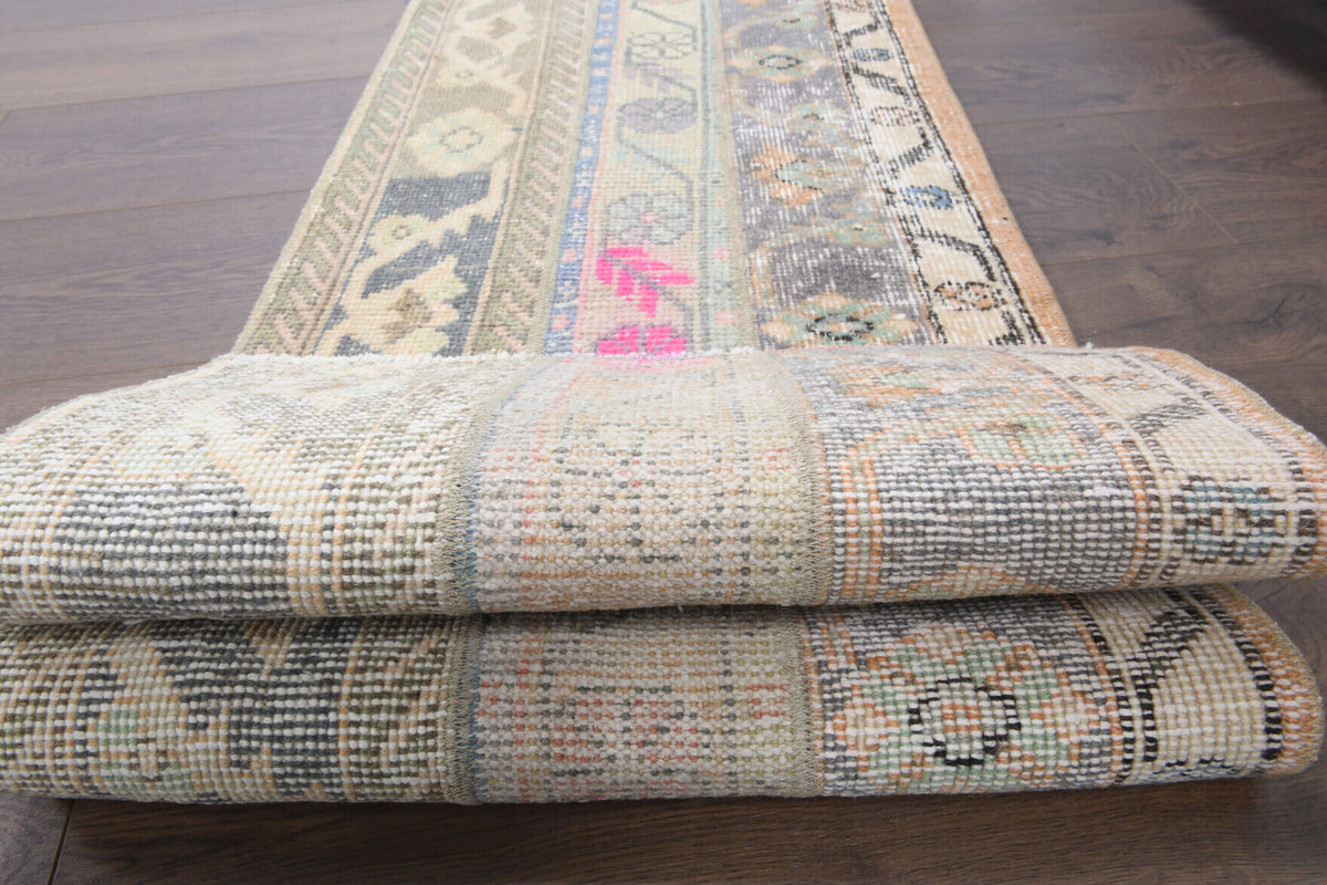 50x195 cm vintage patchwork Anatolian runner rug – Melissophyllis, low pile, wool