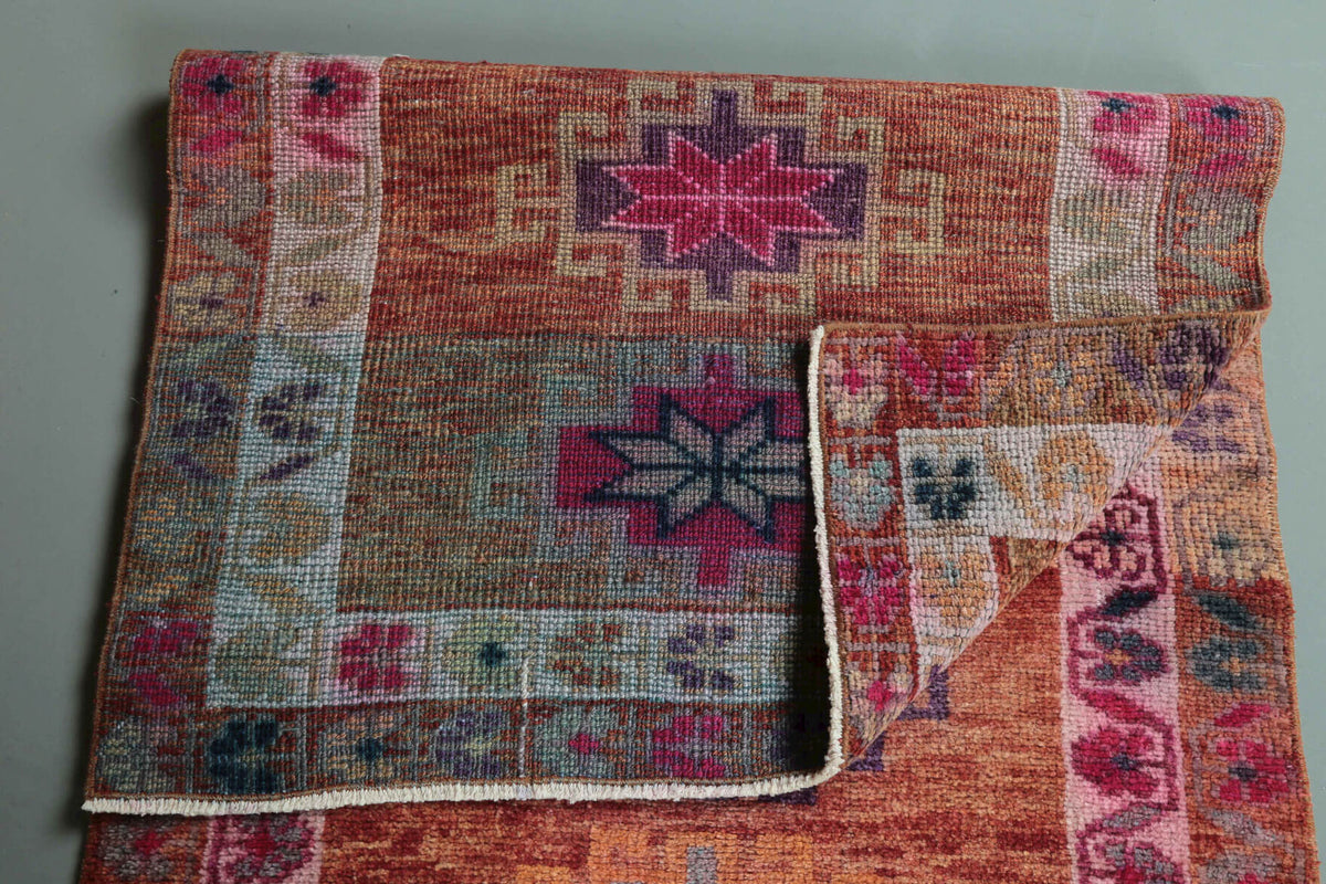 Handmade wool runner from Anatolia, Turkey – Turkish Vintage Runner Rug 2'10" x 12'9"