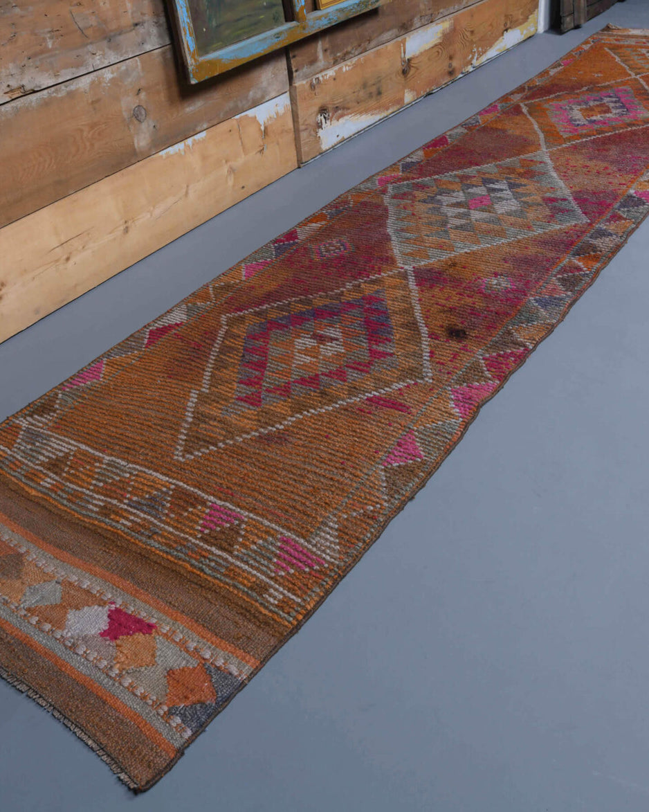 Vintage Hand-Knotted Runner Rug
