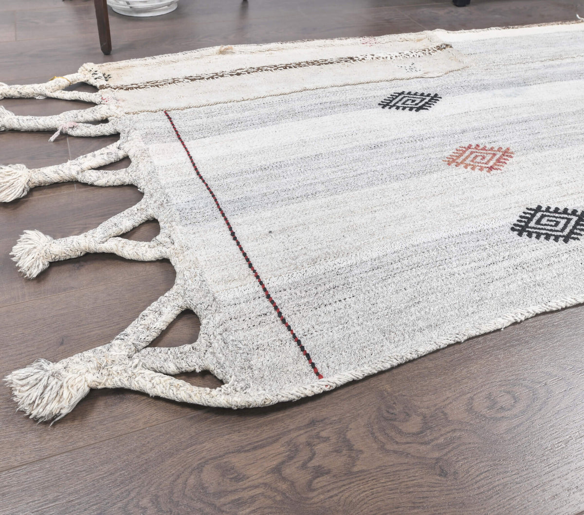 Vintage White Kilim Runner Rug