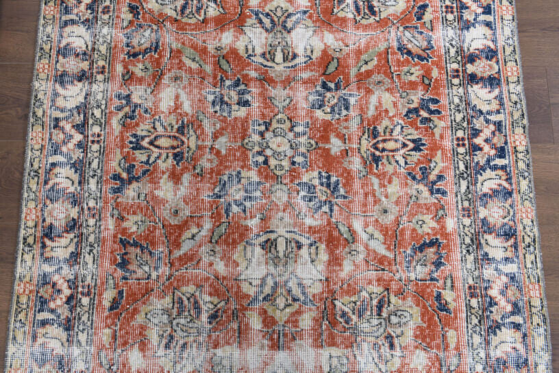 One-of-a-kind 1970s Anatolian distressed vintage area rug in wool, 3'10" x 6'7"