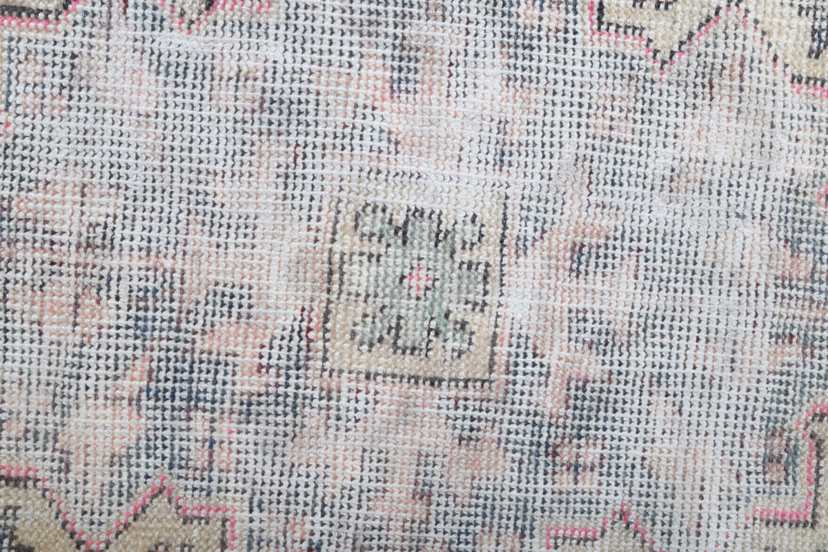 Authentic Anatolian antique washed vintage area rug (1950s) with oriental design – one-of-a-kind at Fame Rugs