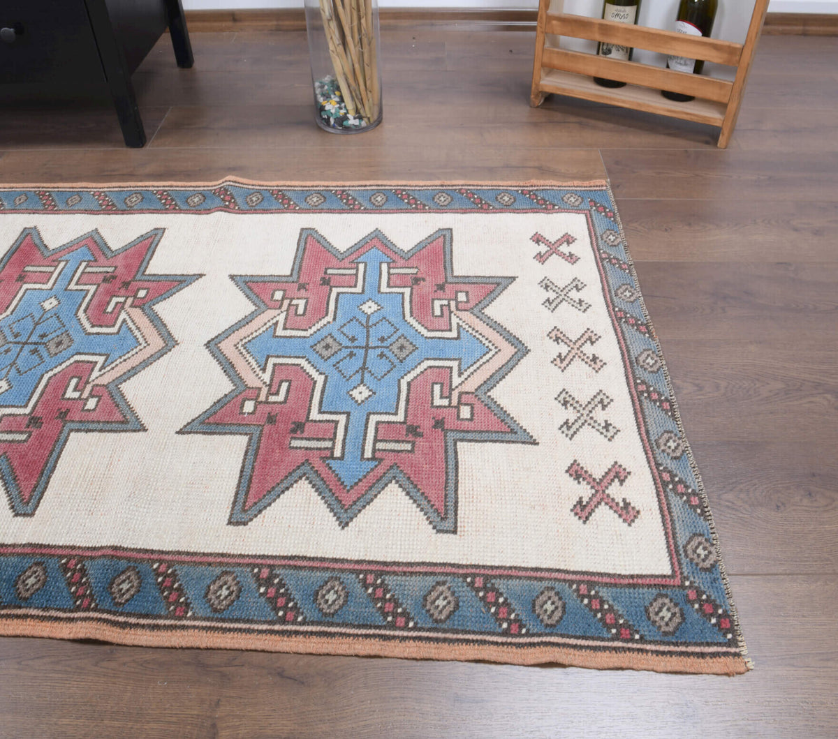 Handmade wool runner from Anatolia, Turkey – Boho Vintage Runner Rug With Pastel Tones 2'11" x 9'