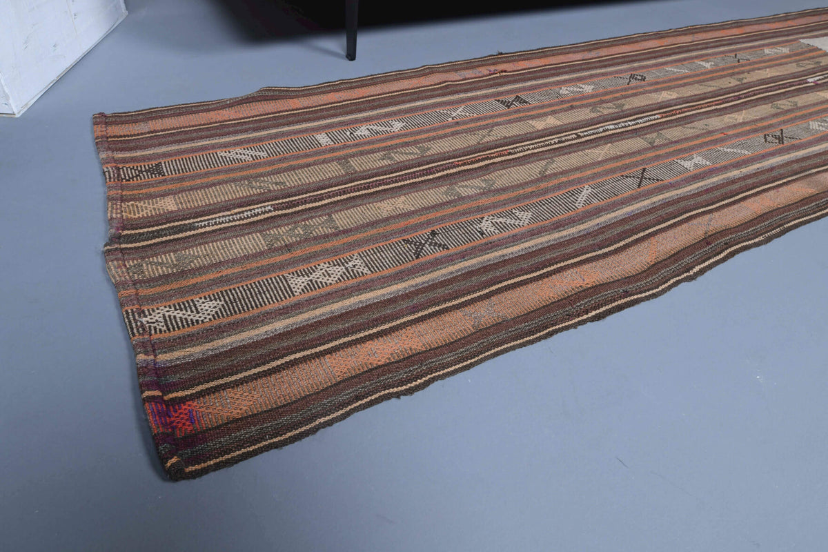 One-of-a-kind 1960s Anatolian vintage kilim runner rug in wool, 2'4" x 9'2"