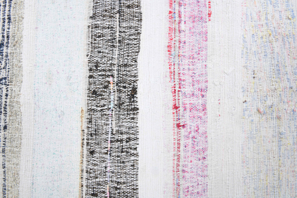 Muallagul runner: 1960s handwoven flatweave Anatolian runner with striped motifs