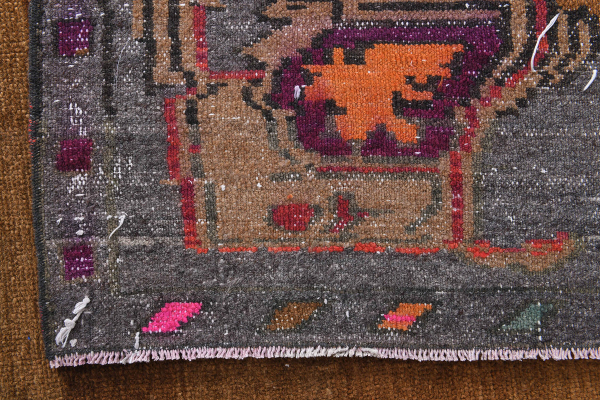 Humayar runner: 1970s handmade Turkish runner with oriental motifs and cotton backing
