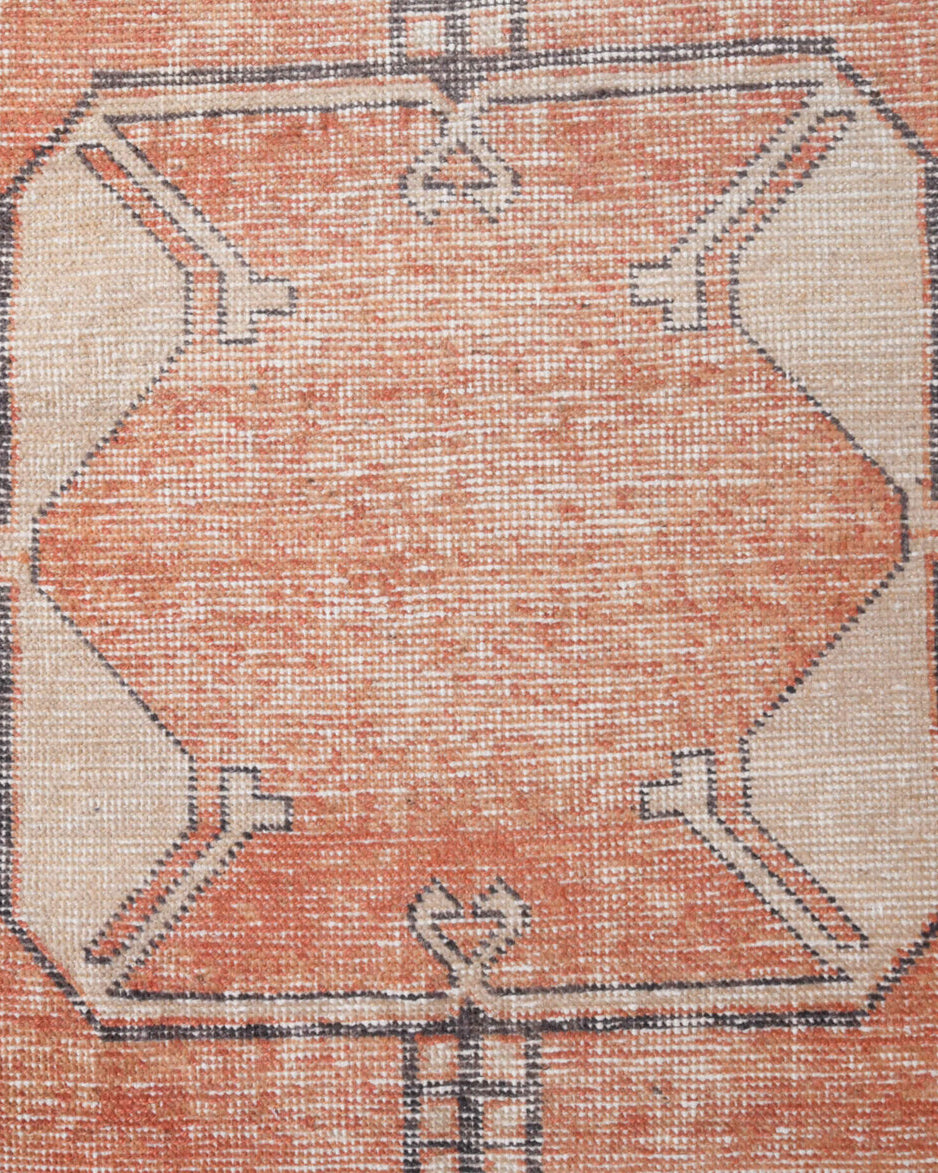 Hippomelpe runner: 1970s handmade Anatolian runner with tribal motifs and cotton backing