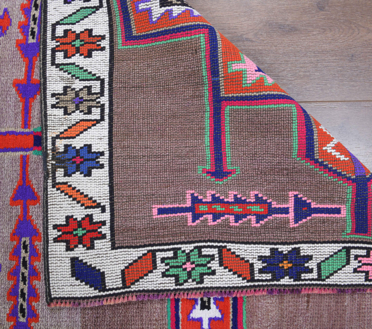 Hand-Knotted Vintage Runner Rug