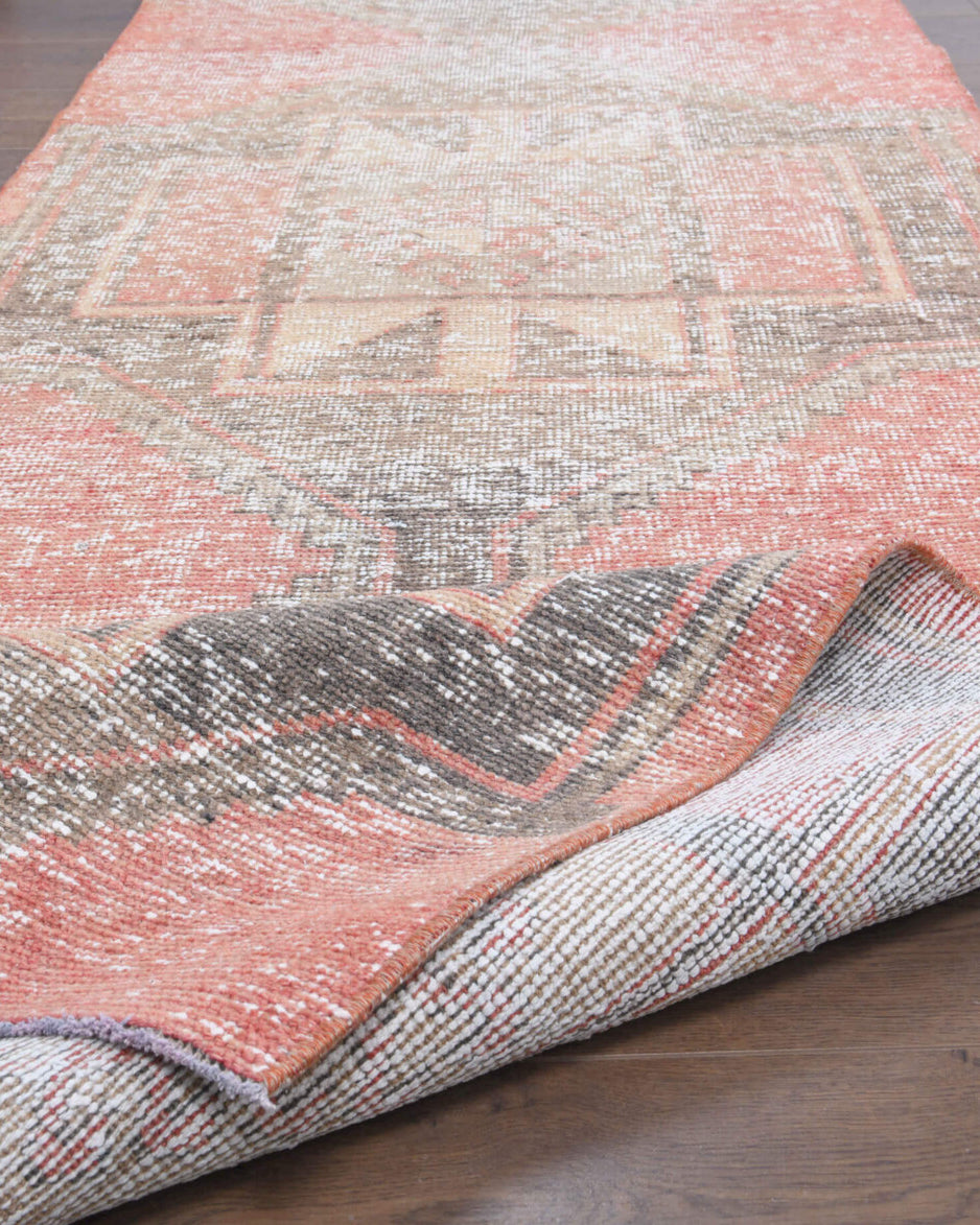 85x334 cm vintage Anatolian runner rug – Damlabike, low pile, wool