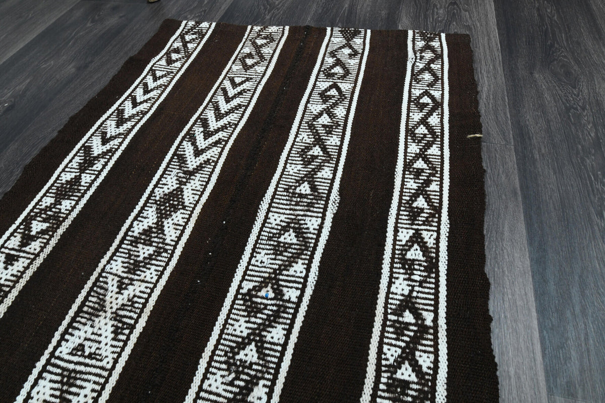 Vintage Black Small Kilim Rug