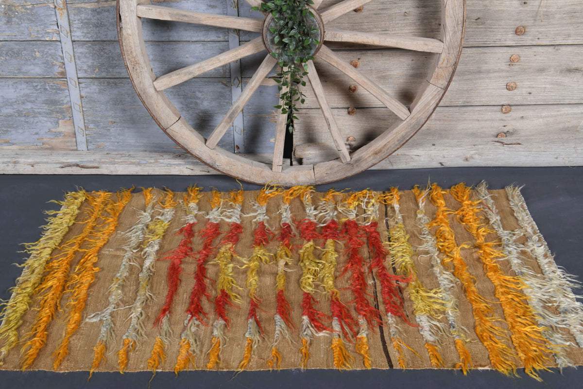 Angora Wool Vintage Kilim Small Rug