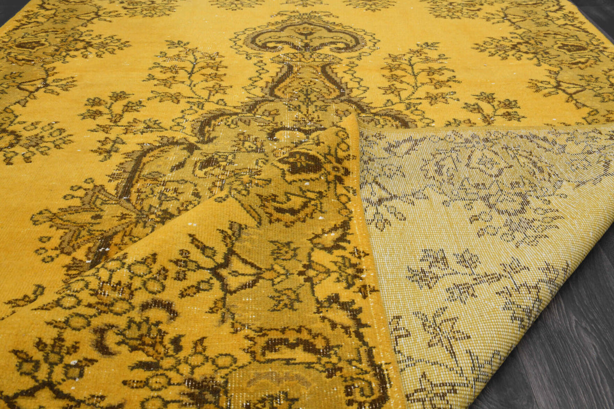 Vintage Anatolian Yellow Area Rug