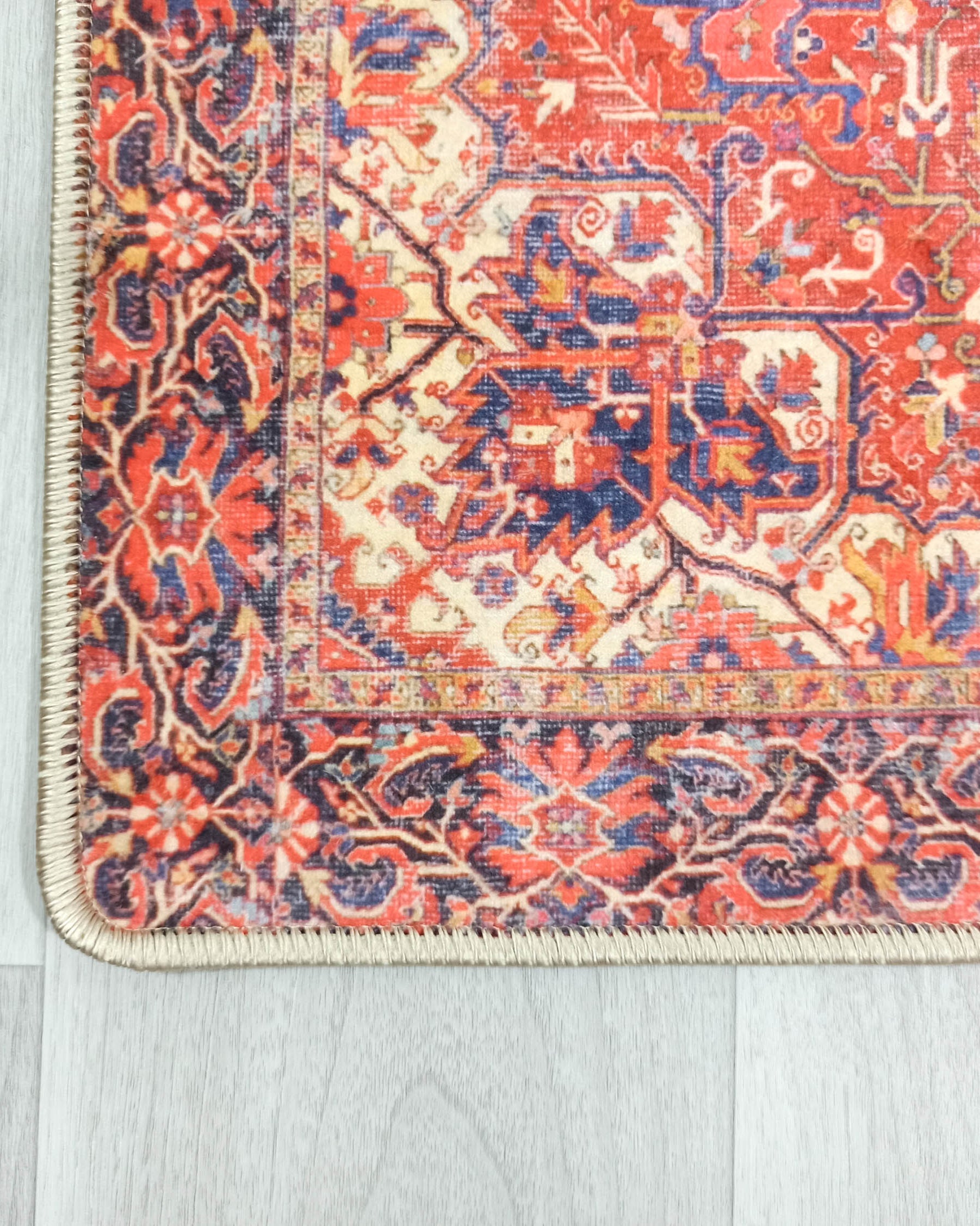 Emery Red Blue Heriz Persian 2x3 Rug