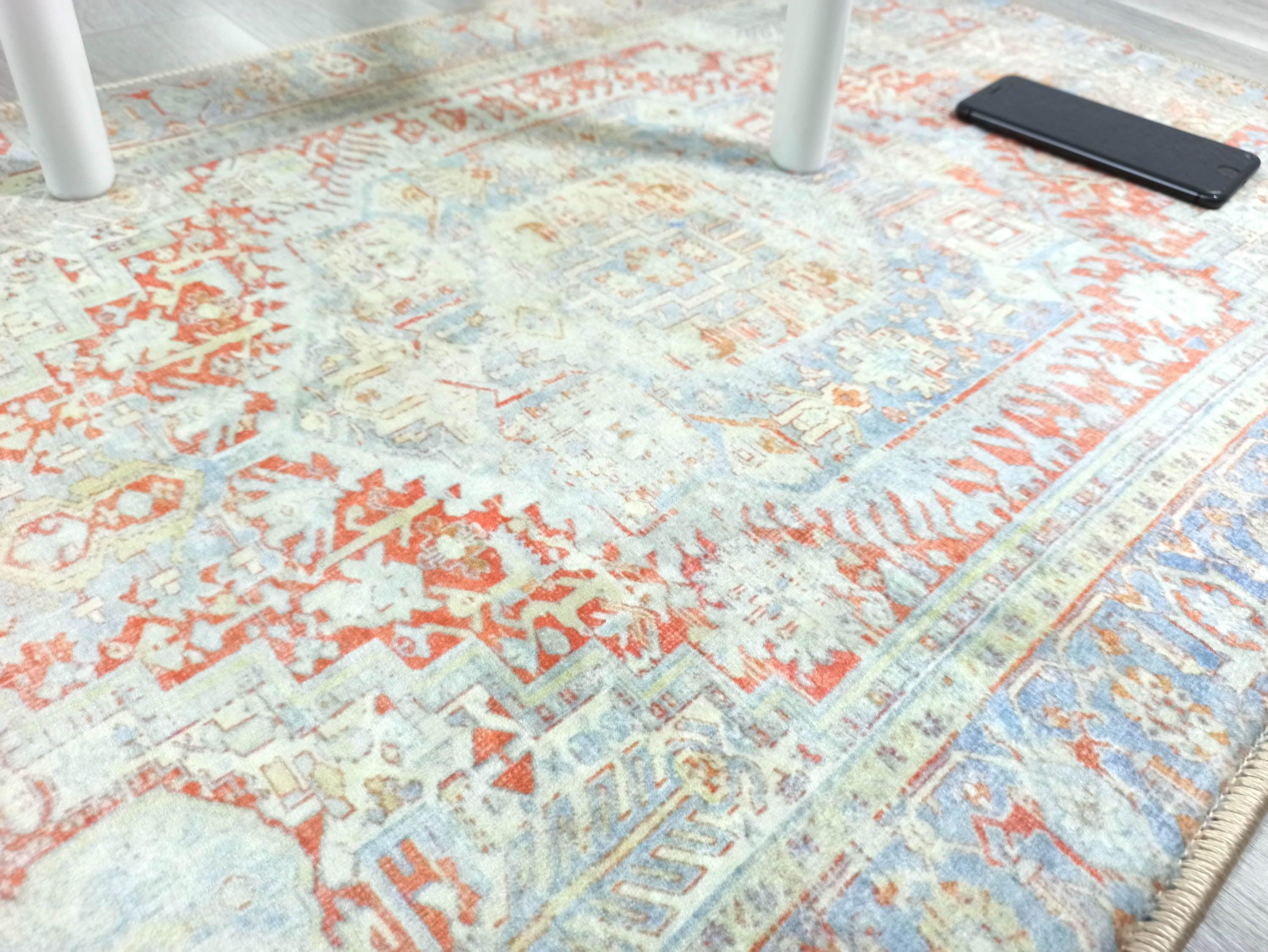 Kyler Faded Blue Orange Persian Small 2x3 Rug