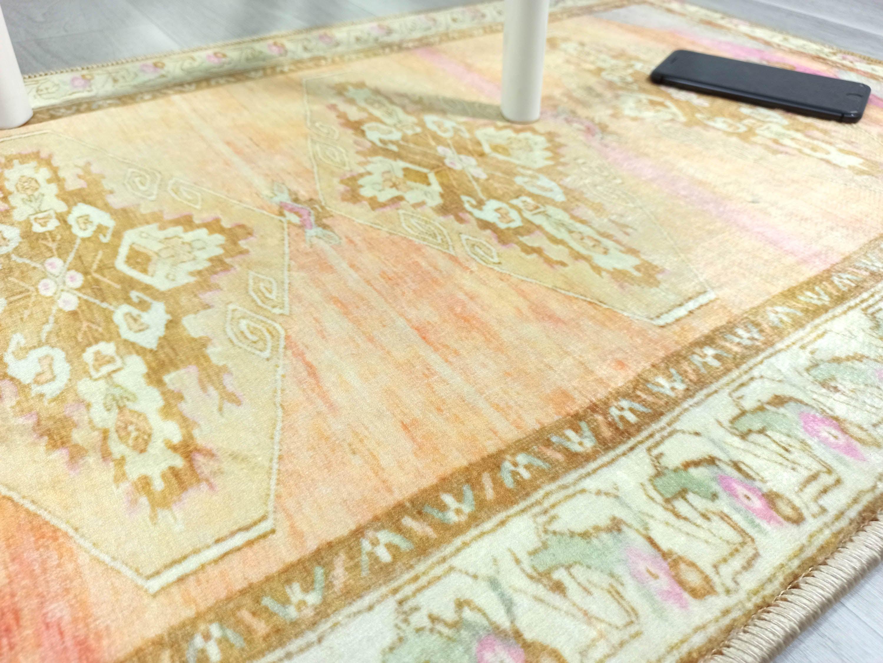 Jurnee Faded Orange Yellow Persian 2x3 Rug