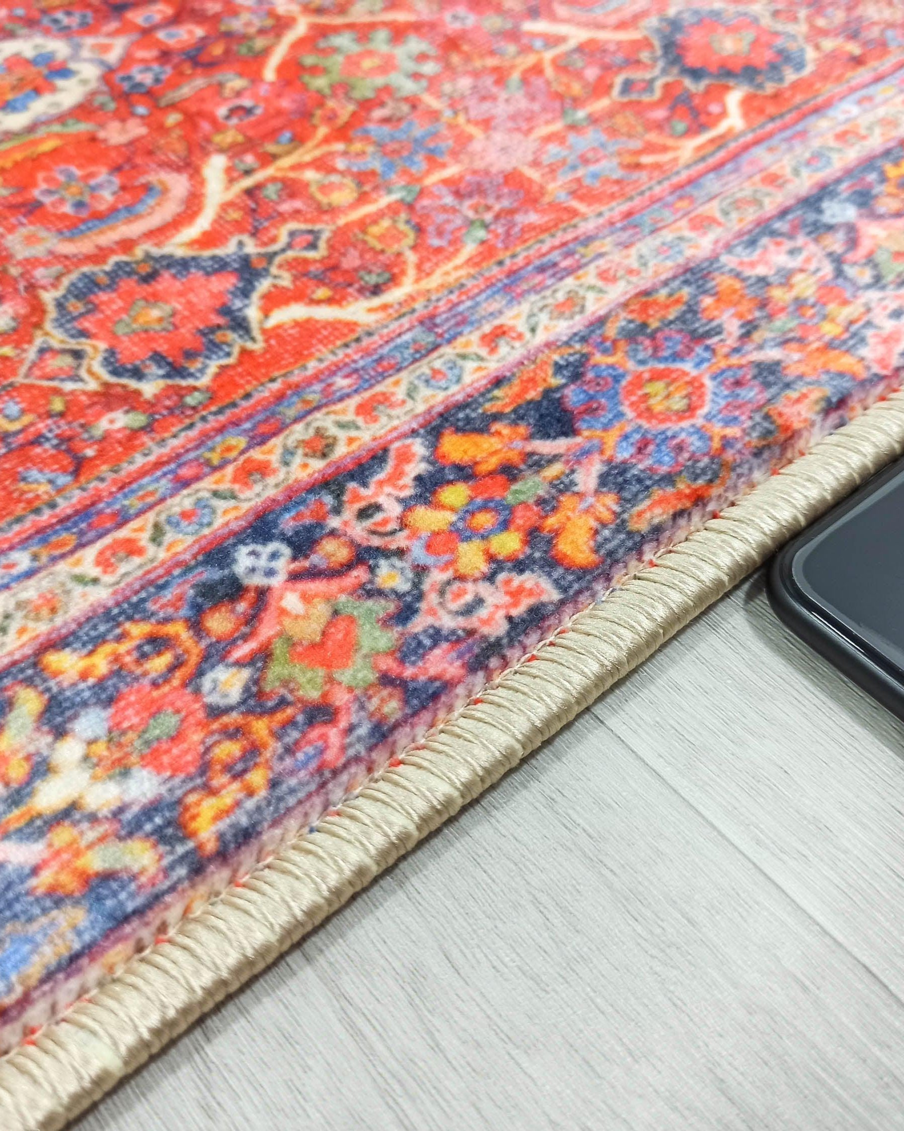 Vivi Red Orange Floral Turkish 2x3 Rug